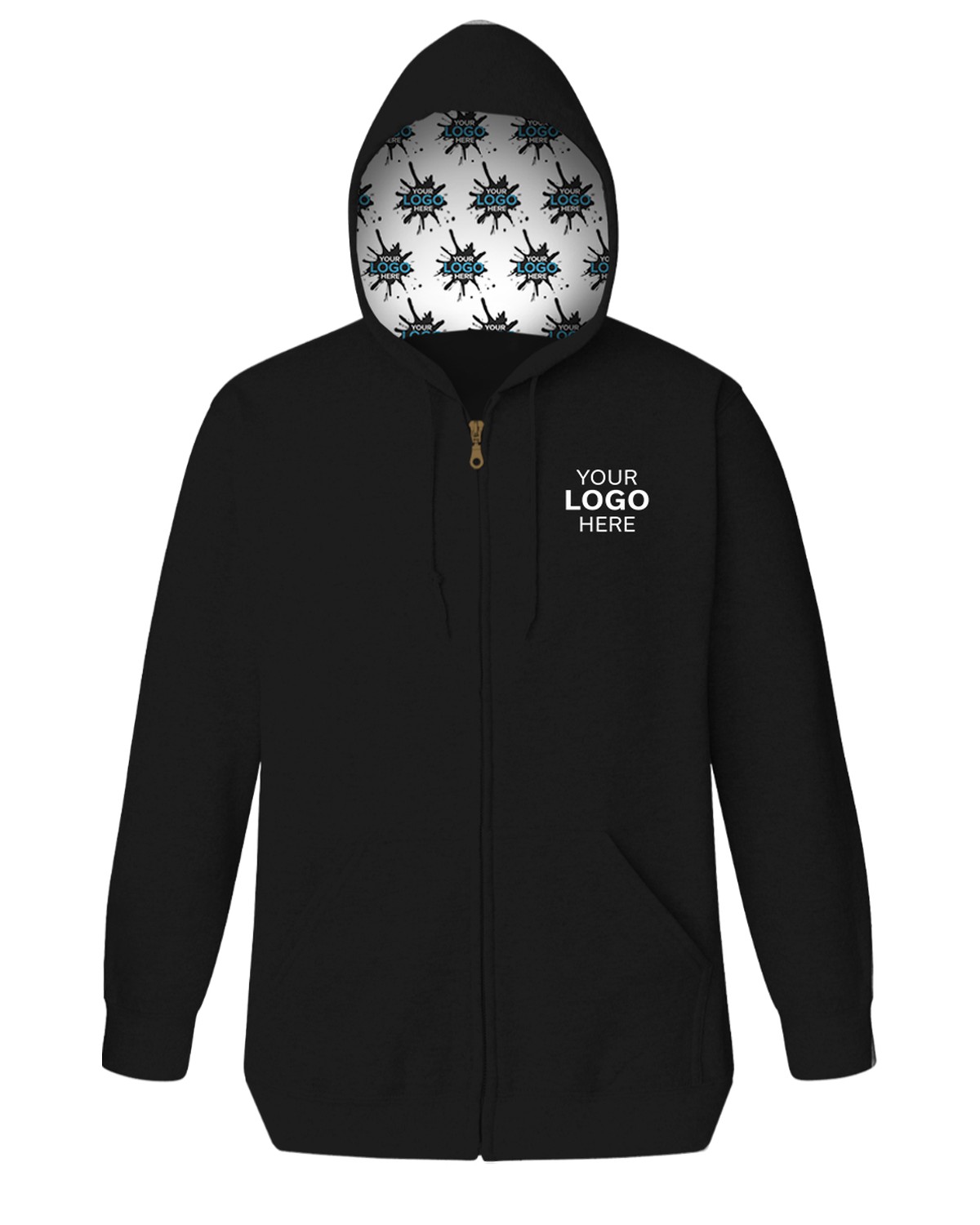 'BG9302ZH Your Logo Here Adult Fleece Zip Front Hoodie'