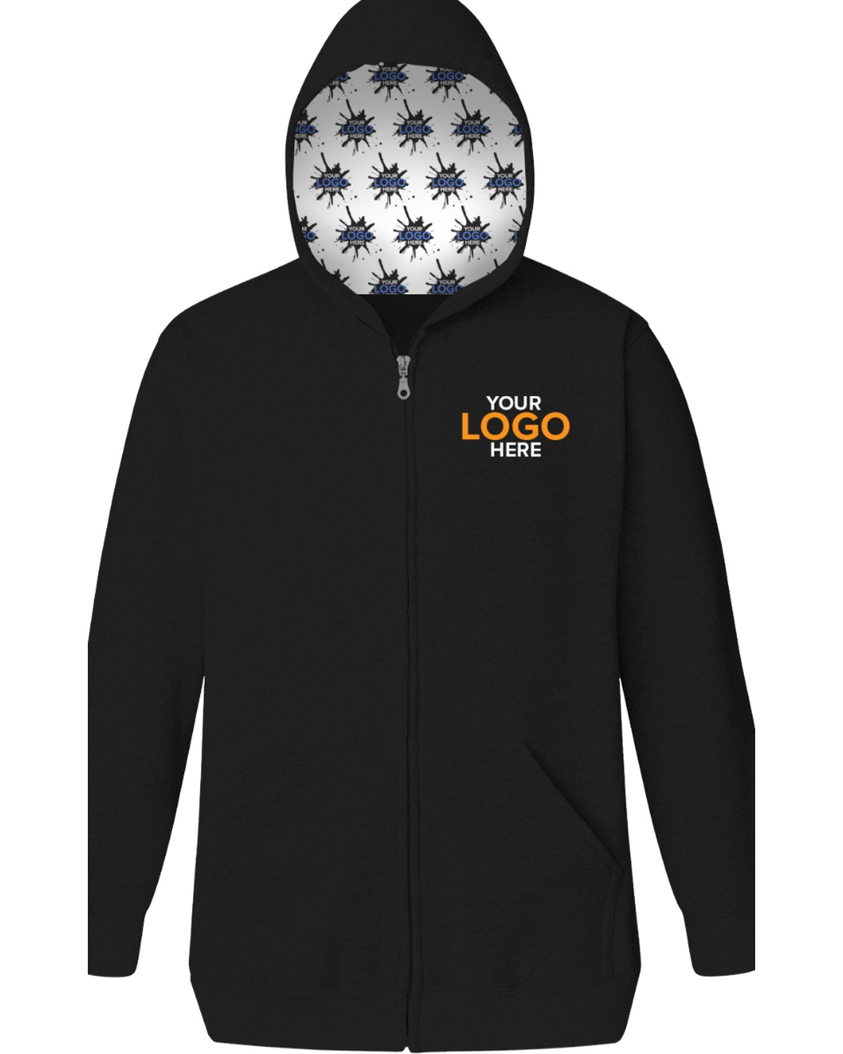 'BG9304ZH Your Logo Here Adult Zip Front Hoodie'