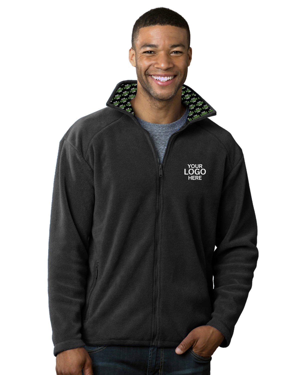 'BG9951H Your Logo Here Mens Micro Fleece Full Zip Jacket'