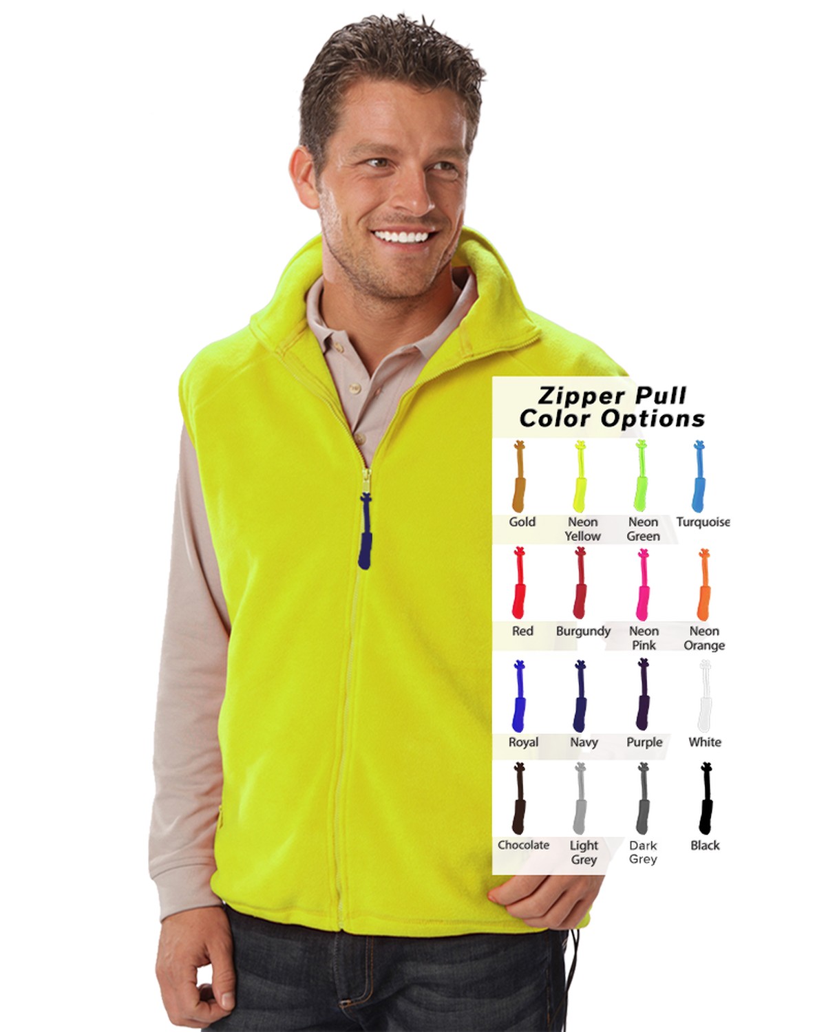 'BG9953B Custom Zipper Pull Polar Fleece Vest'