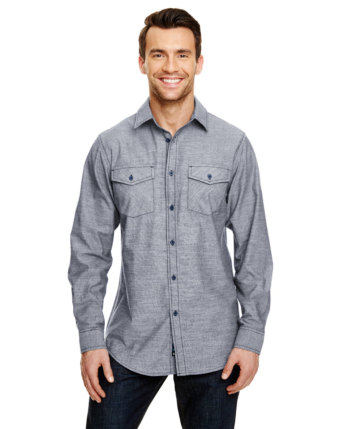 'Burnside B8255 Mens Chambray Woven Shirt'