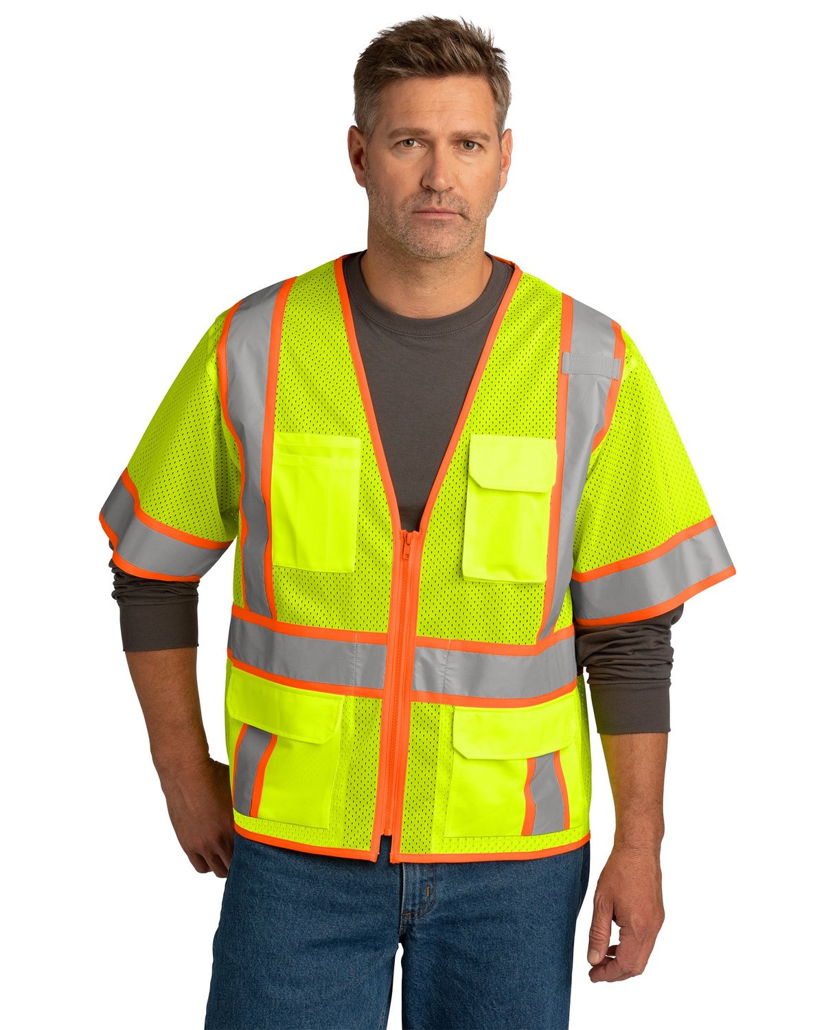 'CornerStone CSV106 ANSI 107 Class 3 Surveyor Mesh Zippered Two Tone Short Sleeve Vest.'