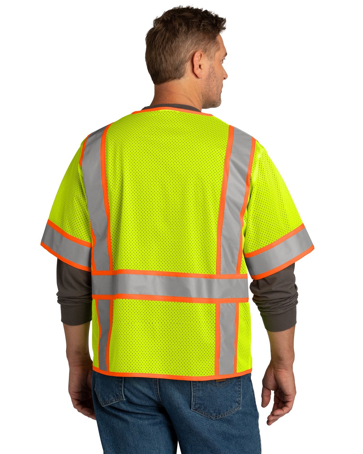 'CornerStone CSV106 ANSI 107 Class 3 Surveyor Mesh Zippered Two Tone Short Sleeve Vest.'