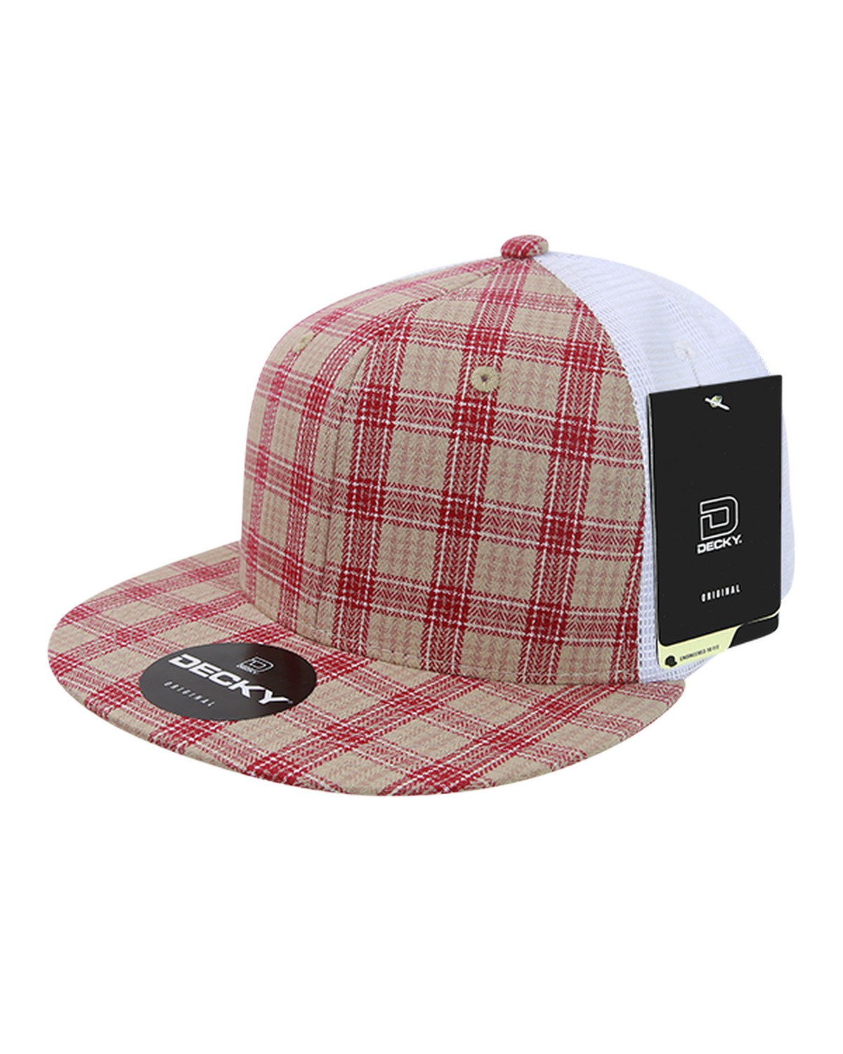 '6 Panel High Profile Structured Plaid Trucker'