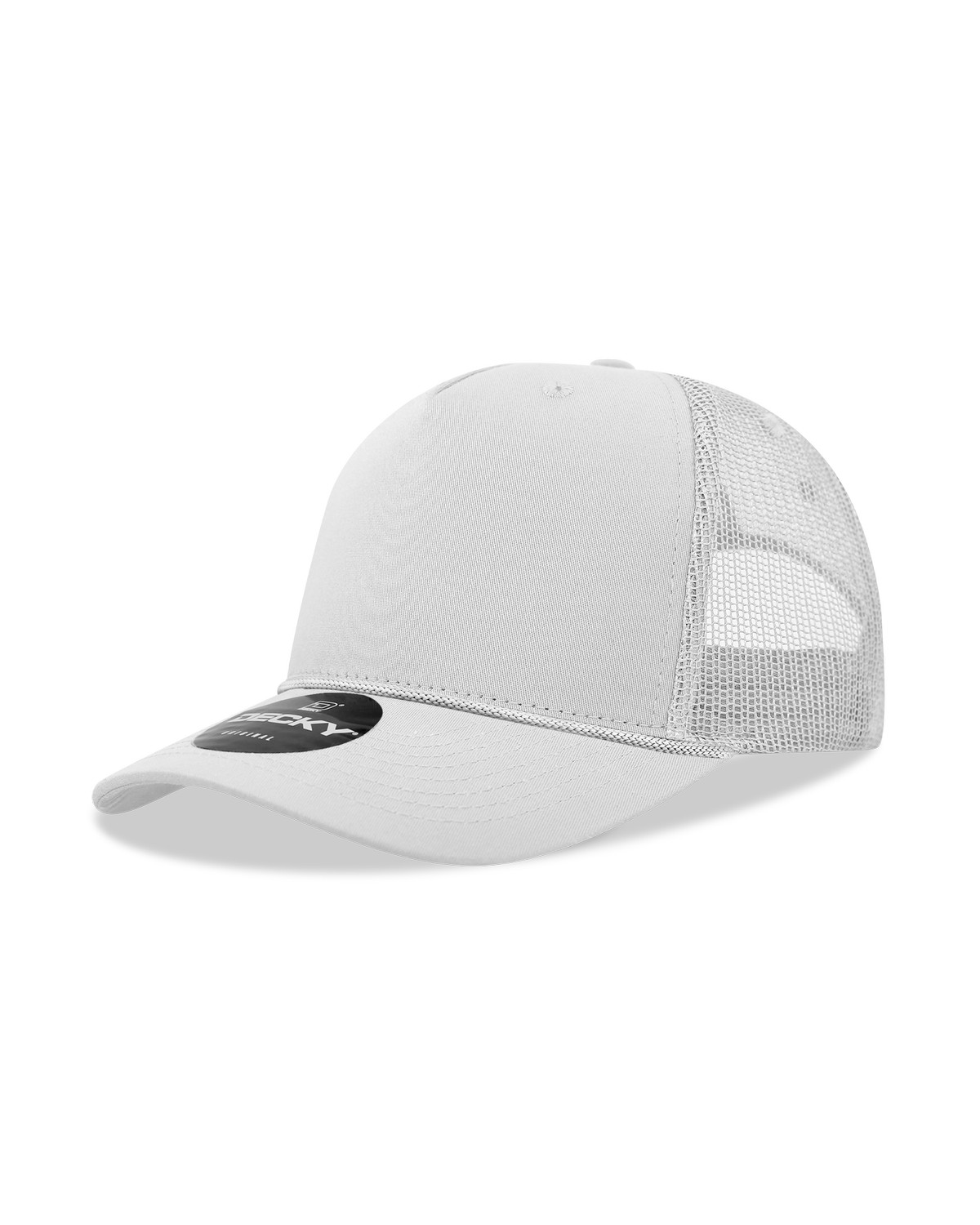 '5 Panel Mid Profile Structured Cotton/Poly Blend Trucker w/Rope'