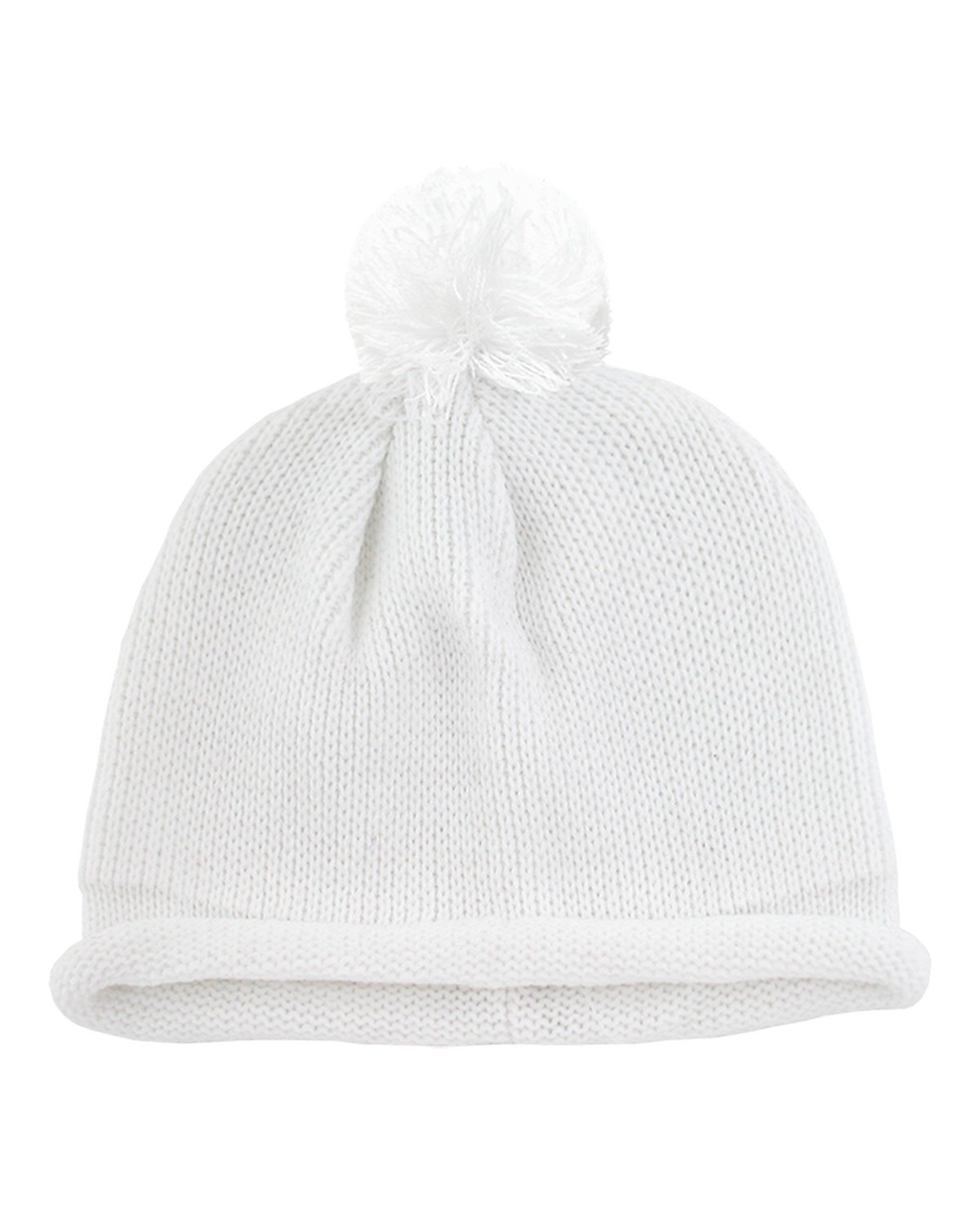 'Solid RollUp Beanie w/PomPom'