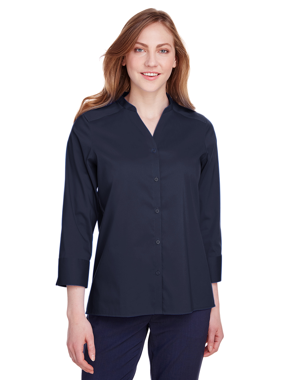 'Devon & Jones DG560W Ladies Crown  Collection Stretch Broadcloth 3/4 Sleeve Blouse'