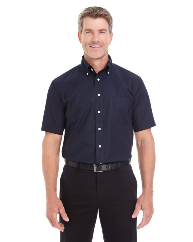 'Devon & Jones D620S Men's Crown Woven Collection Solid Broadcloth Short-Sleeve Shirt'