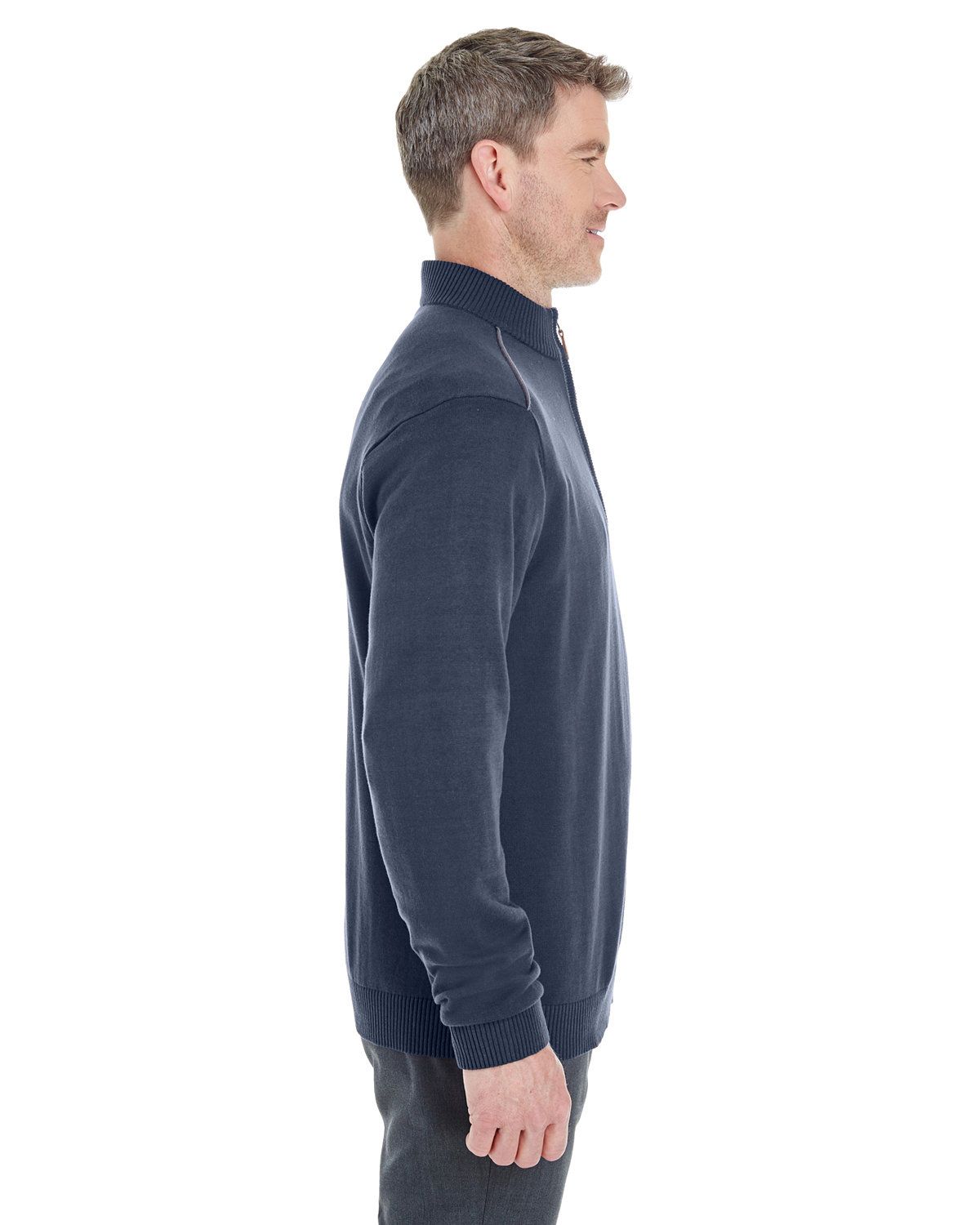 'Devon & Jones DG478 Men's Manchester Fully-Fashioned Quarter-Zip Sweater'
