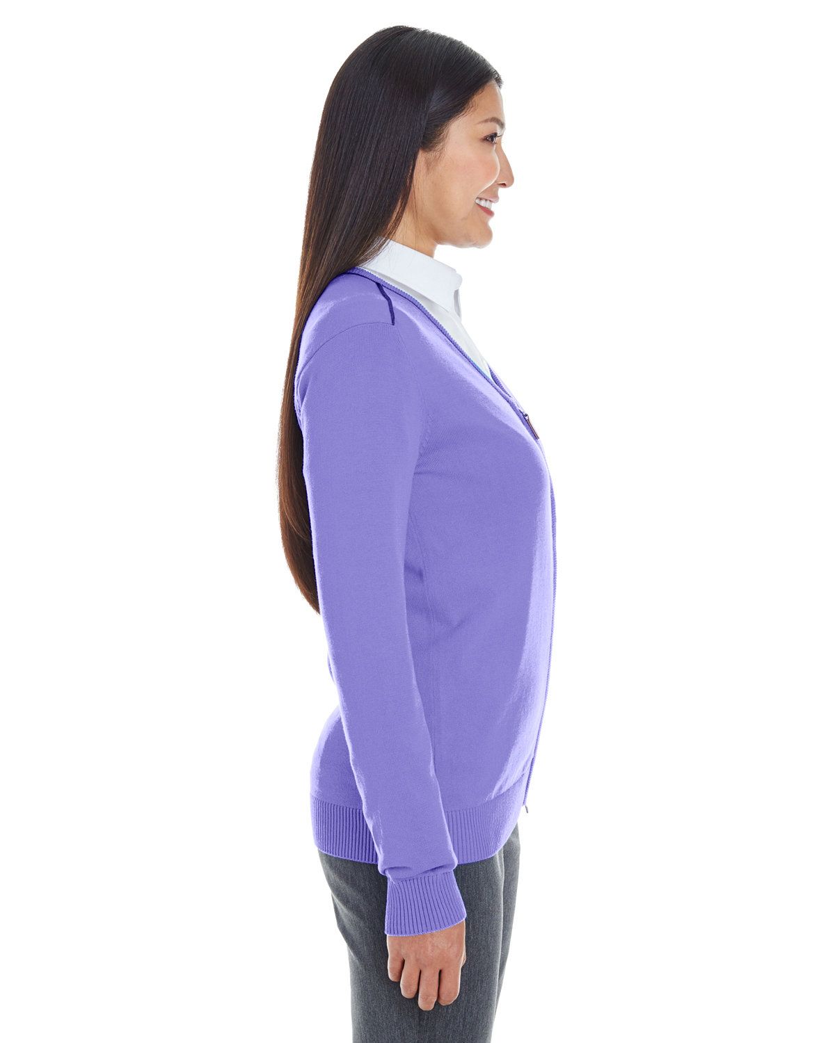 'Devon & Jones DG478W Ladies Manchester Fully-Fashioned Full-Zip Sweater'