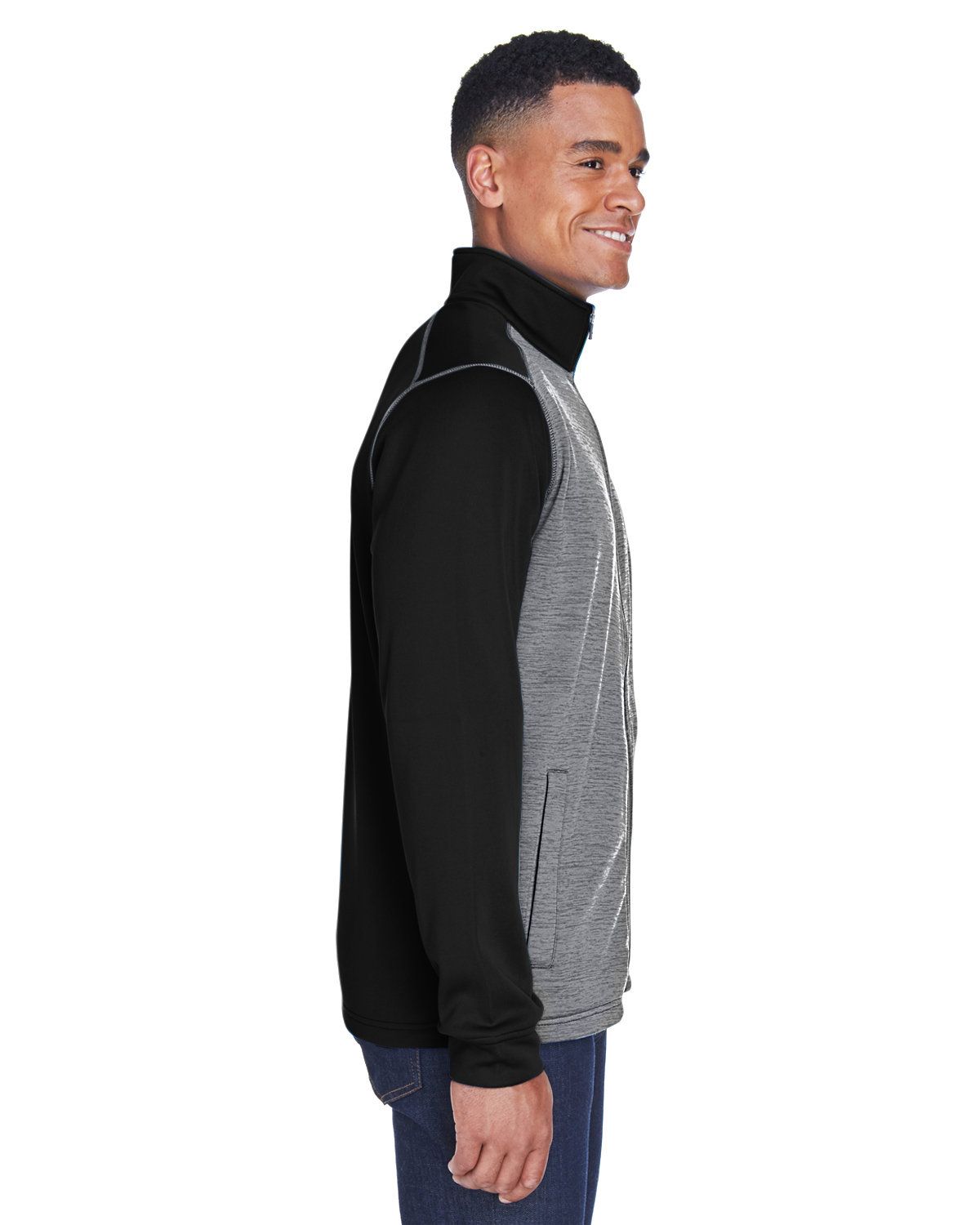 'Devon & Jones DG796 Men's Newbury Colorblock Mélange Fleece Full-Zip'
