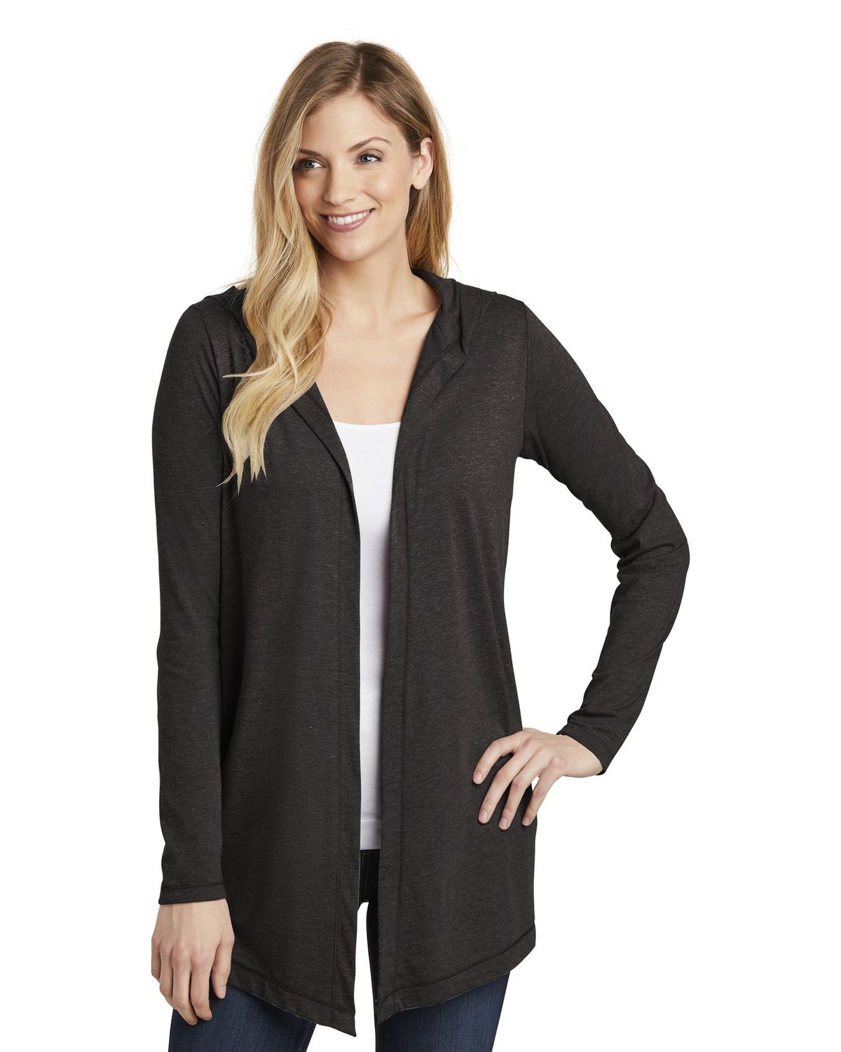 'District DT156 Women's Perfect Tri Hooded Cardigan'