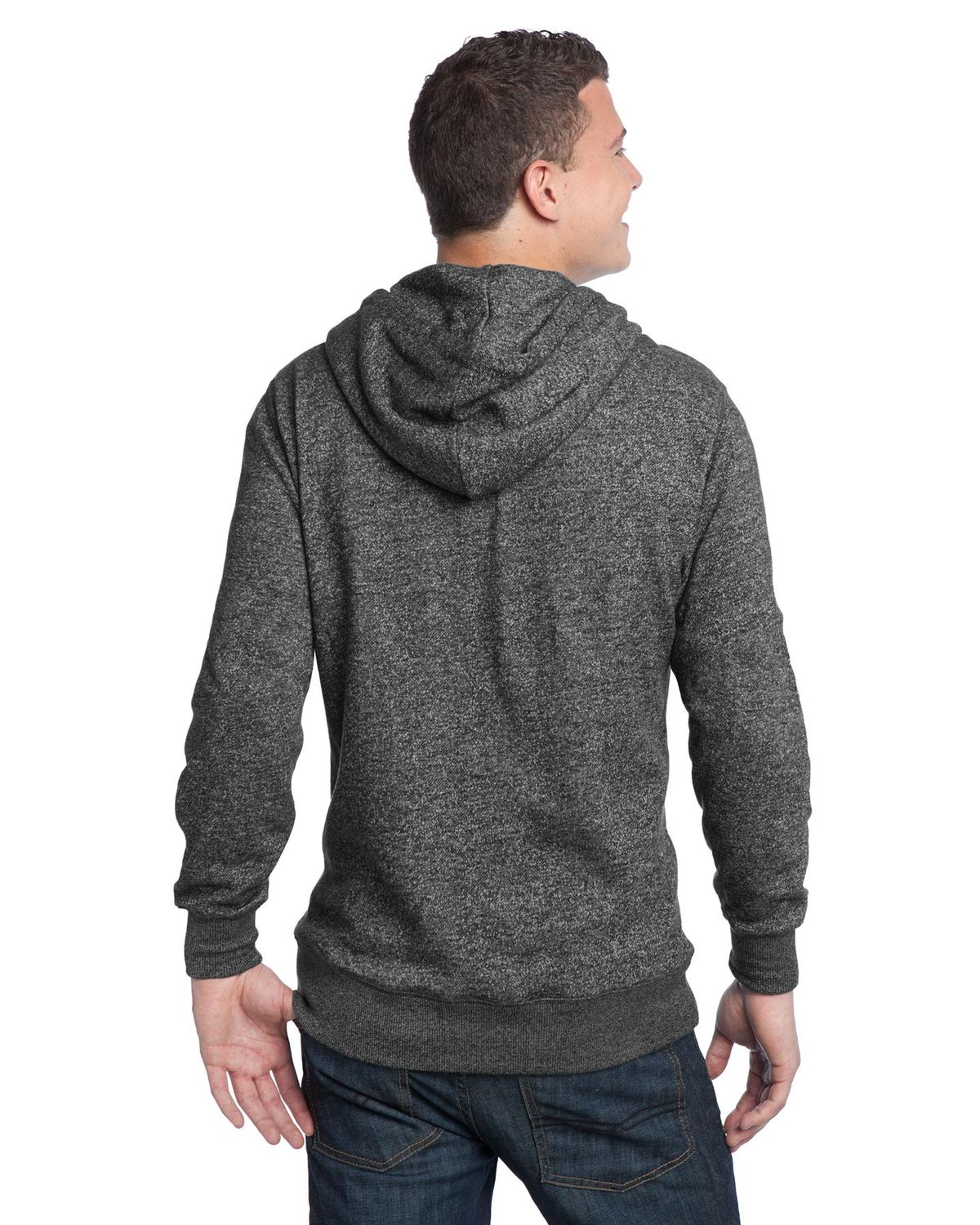 'District DT192 Young Men's Marled Fleece Full Zip Hoodie'