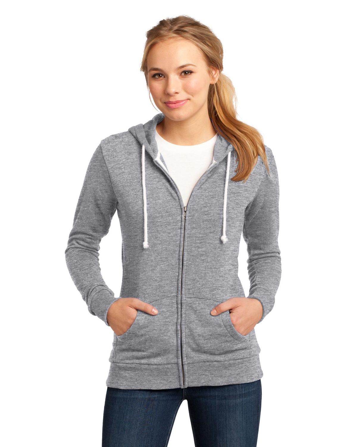 'District DT290 Juniors' Core Fleece Full-Zip Hoodi'