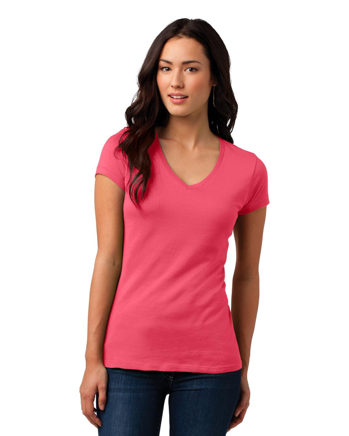 'District DT4501 Juniors' Vintage Wash V-Neck Tee'
