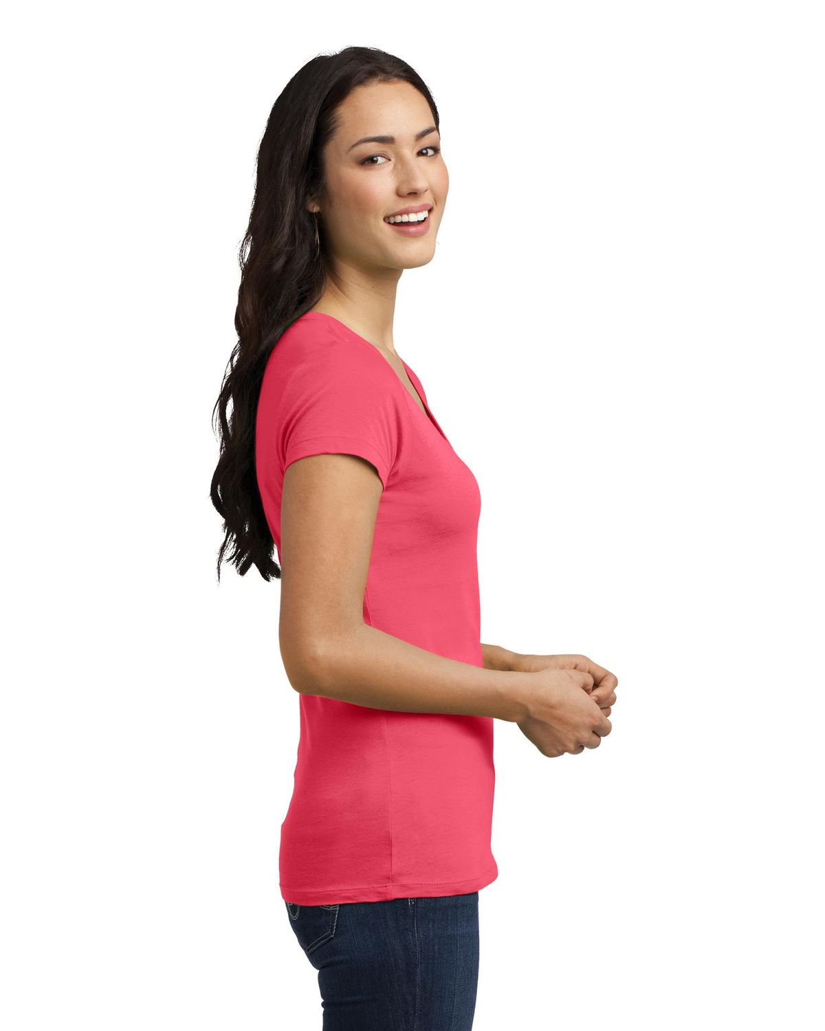 'District DT4501 Juniors' Vintage Wash V-Neck Tee'