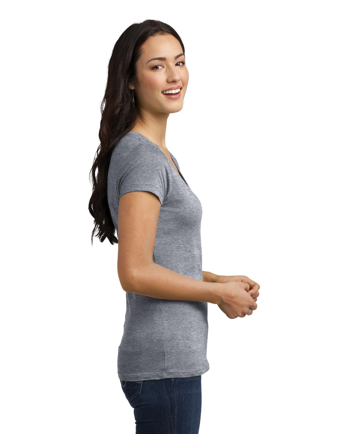 'District DT4501 Juniors' Vintage Wash V-Neck Tee'