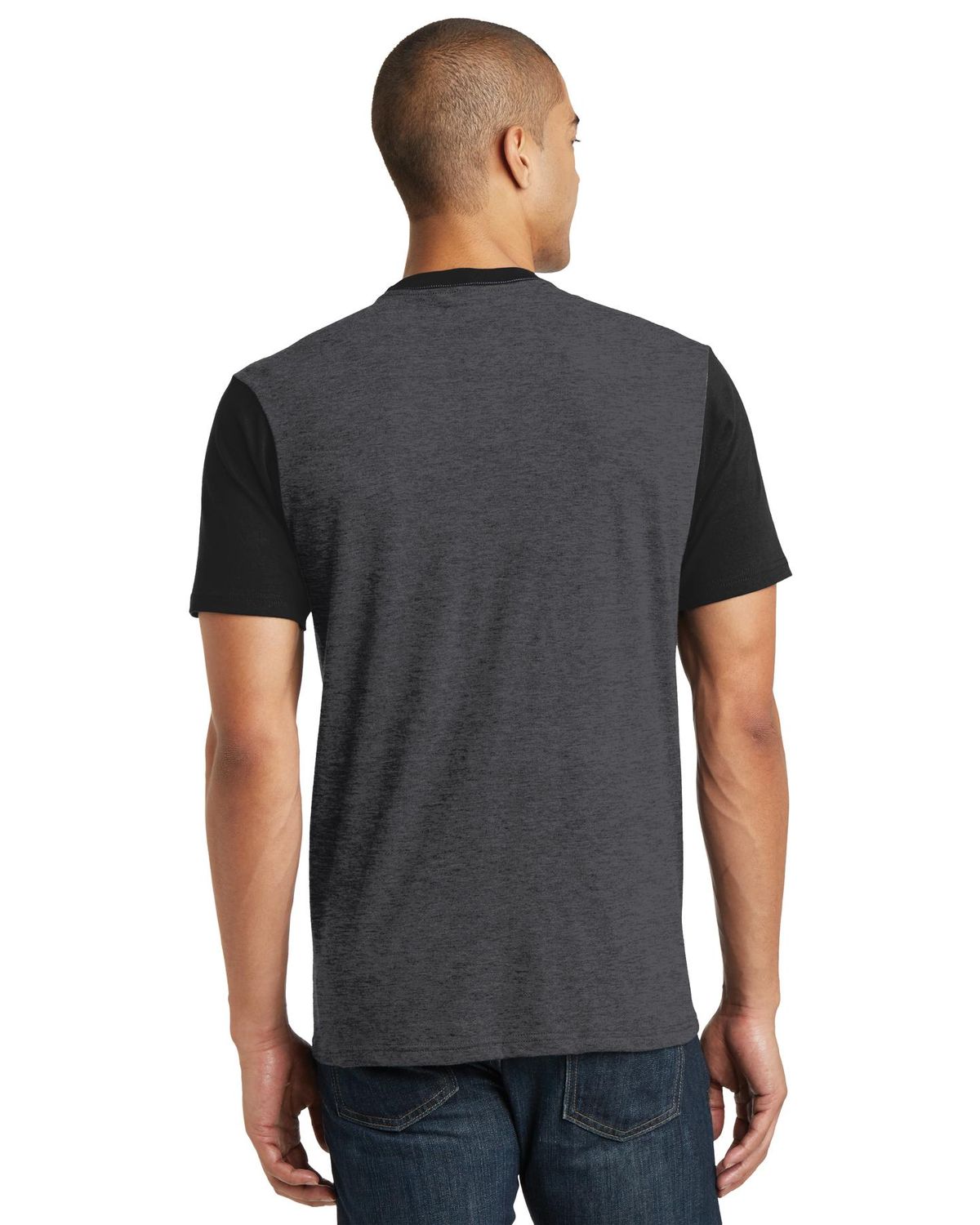 'District DT6000SP Young Mens Very Important Tee  With Contrast Sleeves And Pocket.'