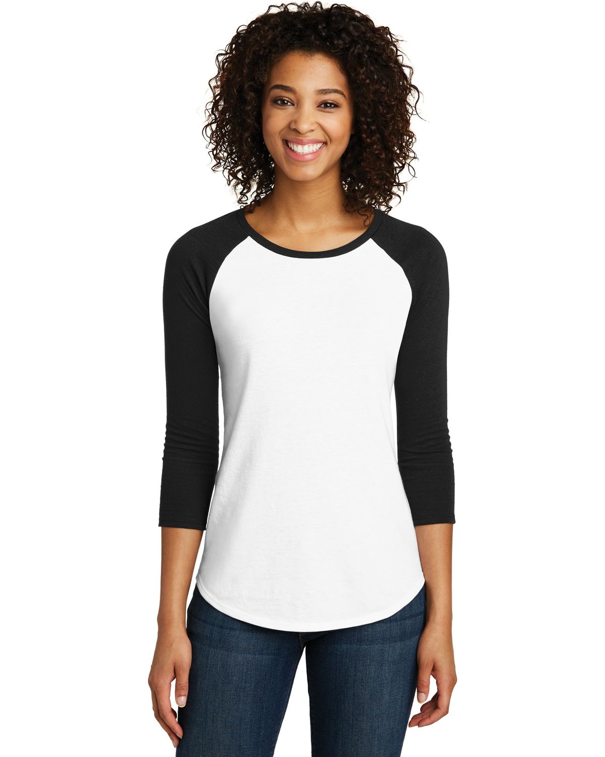 'District DT6211 Women's Fitted Very Important Tee 3/4 Sleeve Raglan'