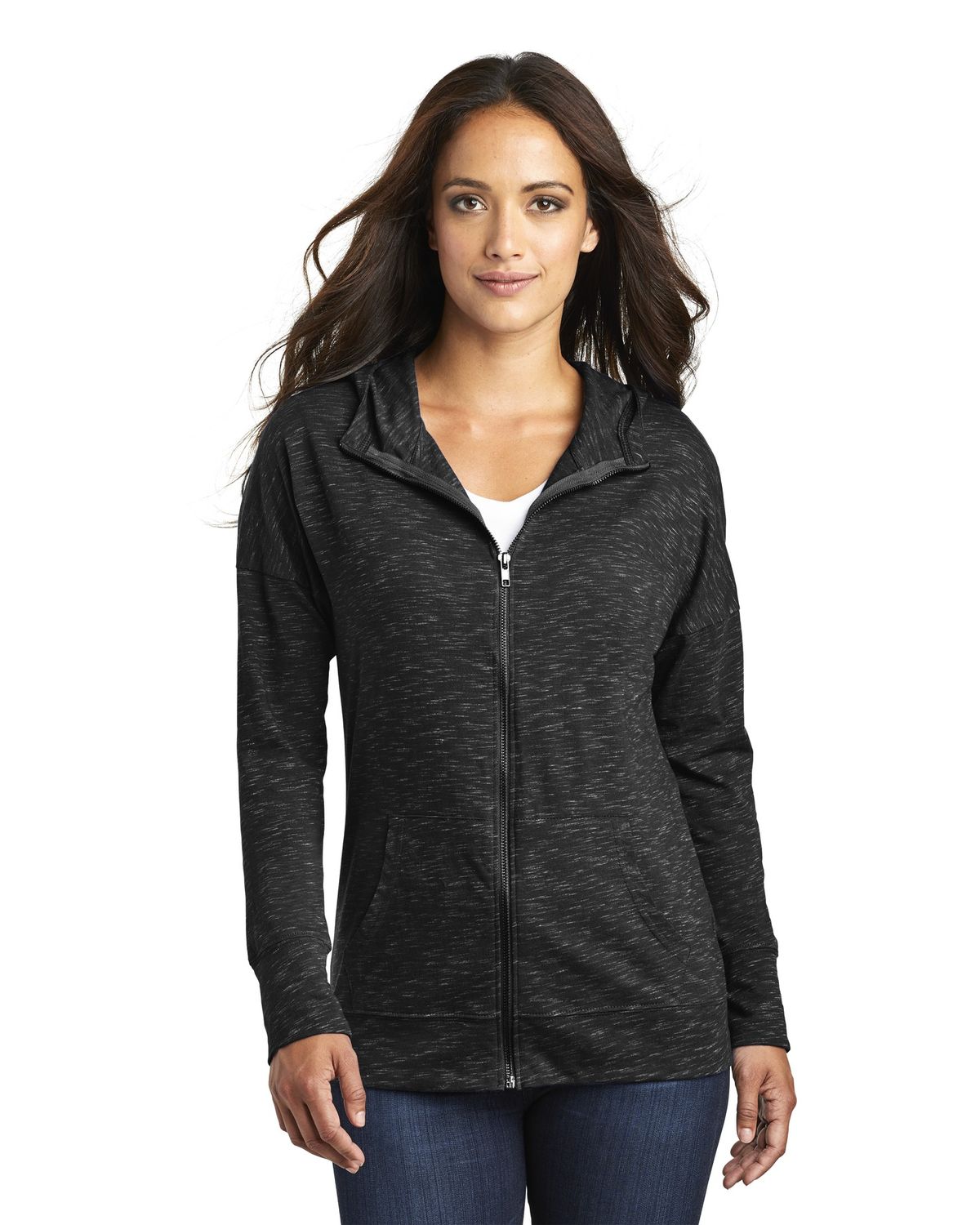 'District DT665 Women's Medal Full Zip Hoodie.'