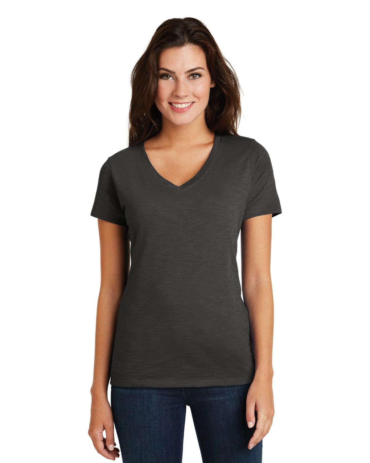 'District DM3501 Ladies' Super Slub V-Neck Tee'