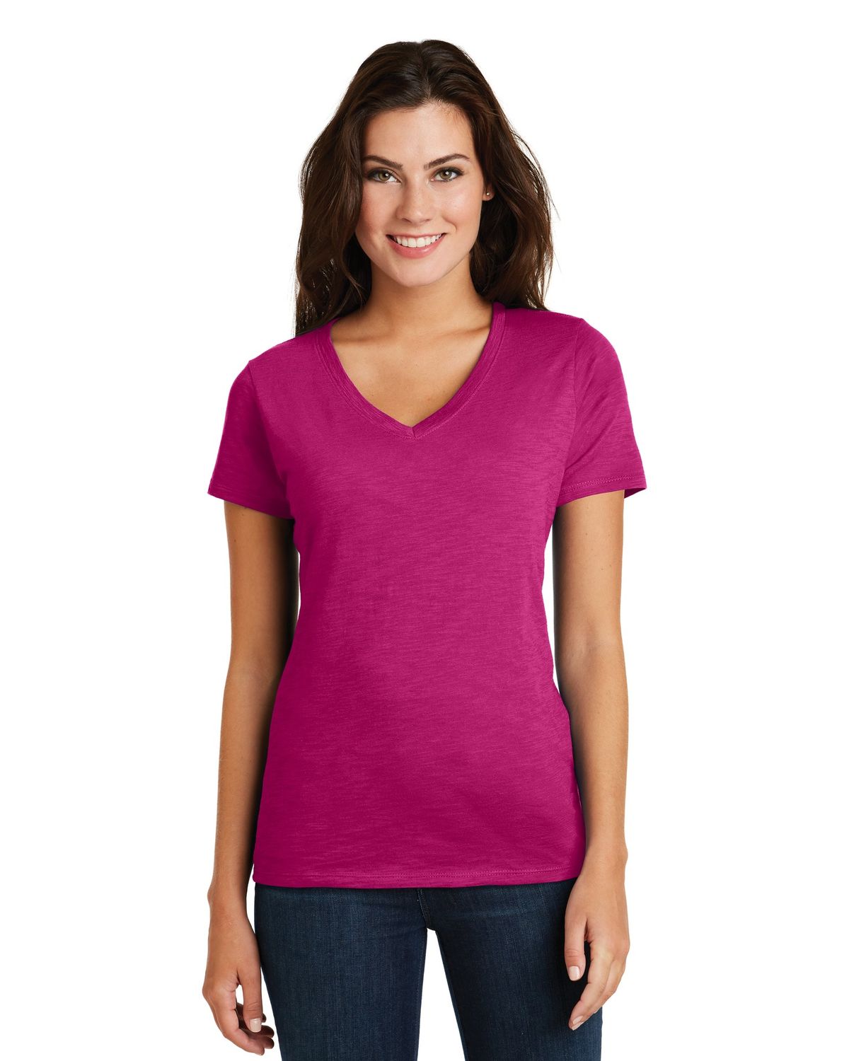 'District DM3501 Ladies' Super Slub V-Neck Tee'