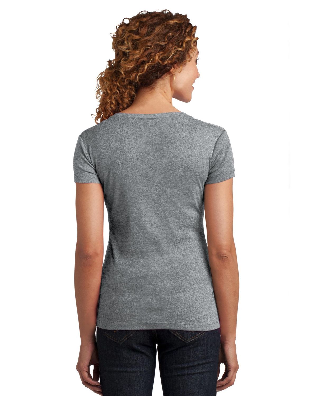 'District Made DM401 Ladies' Mini Rib V Neck Tee'