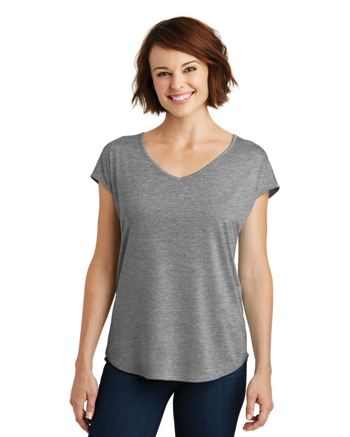 'District DM416 Ladies' Drapey Cross-Back Tee'