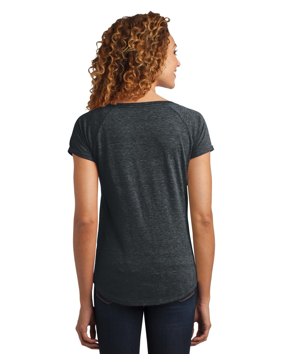 'District Made DM443 Ladies Tri Blend Scoop Tee.'