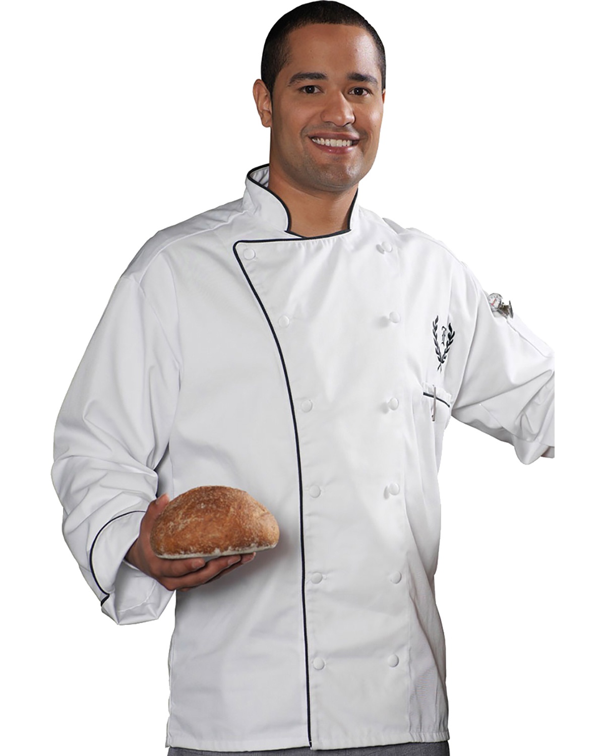 'Edwards 3308 12 Cloth Button Classic Chef Coat With Trim'