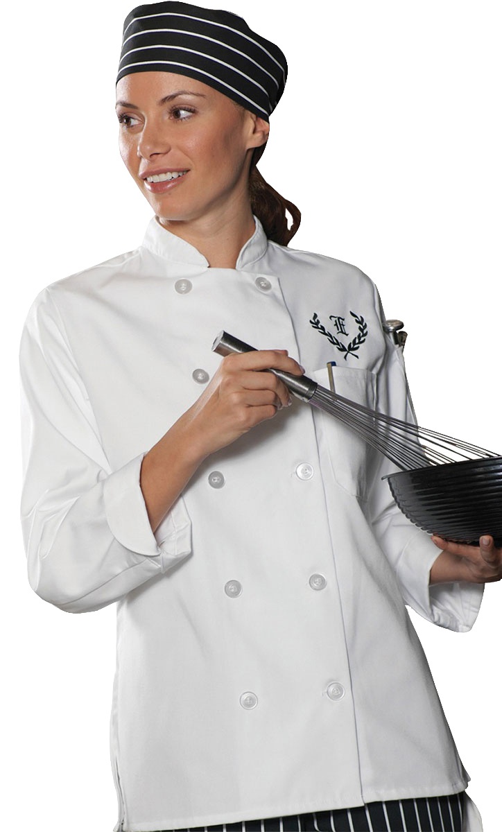 'Edwards 6301 Ladies 10 Button Long Sleeve Chef Coat'