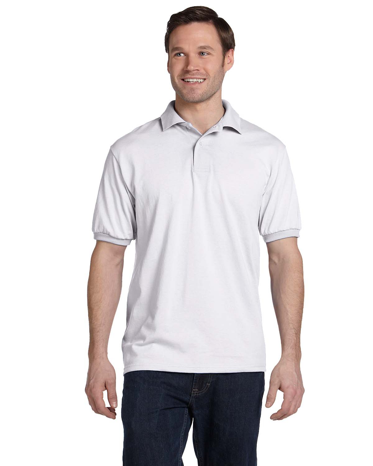 Hanes 054 Men's Comfortblend Ecosmart Jersey Knit Shirt-Veetrends.com