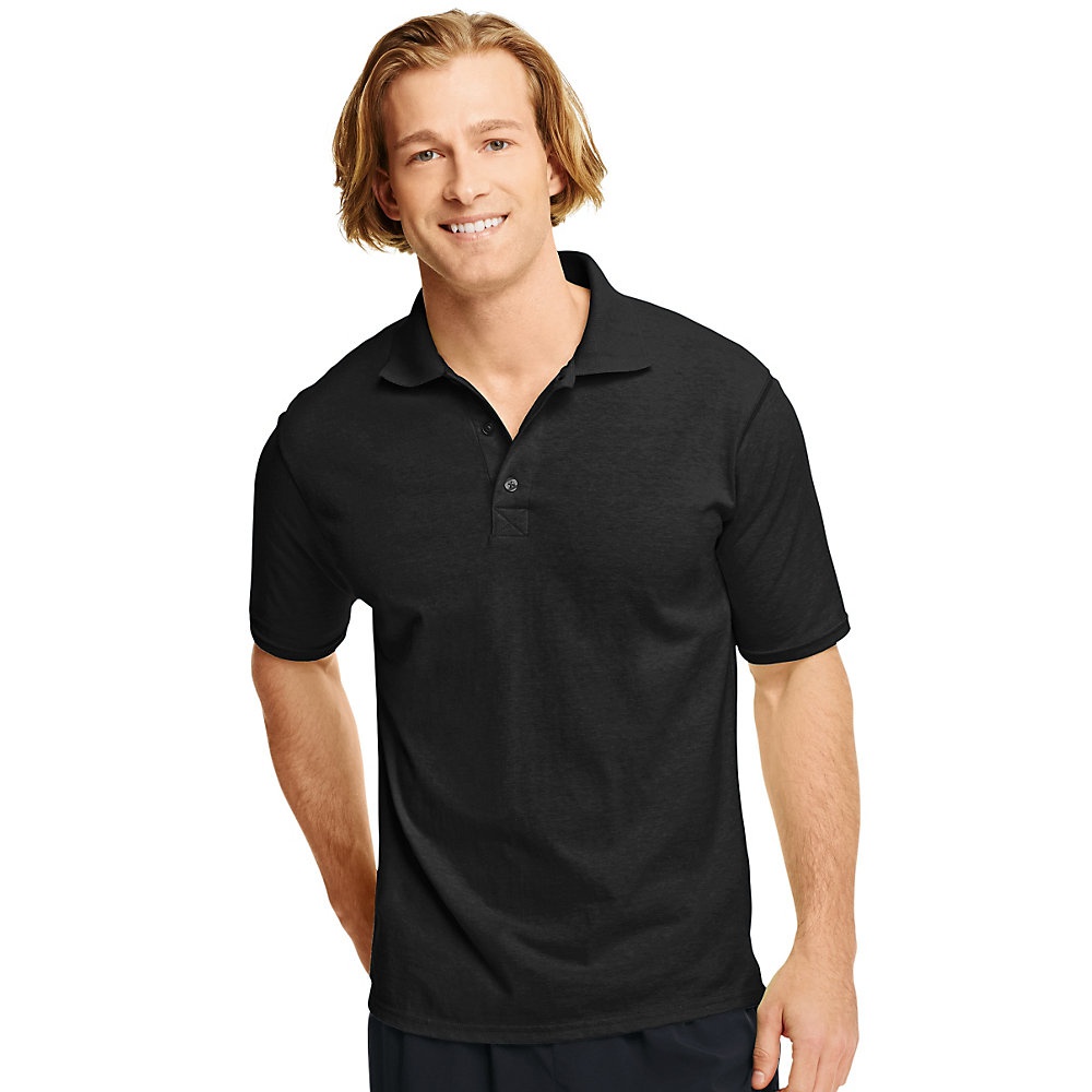 black polyester polo shirt