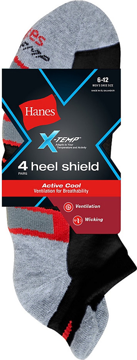 'Hanes 534/4WB Men's X-Temp Active Cool Heel Shield Socks 4 Pack'