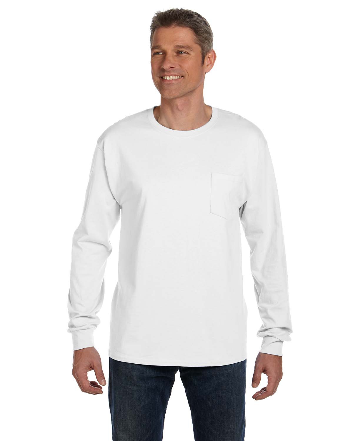 'Hanes 5596 Men's Tagless Long Sleeve Pocket T-Shirt'