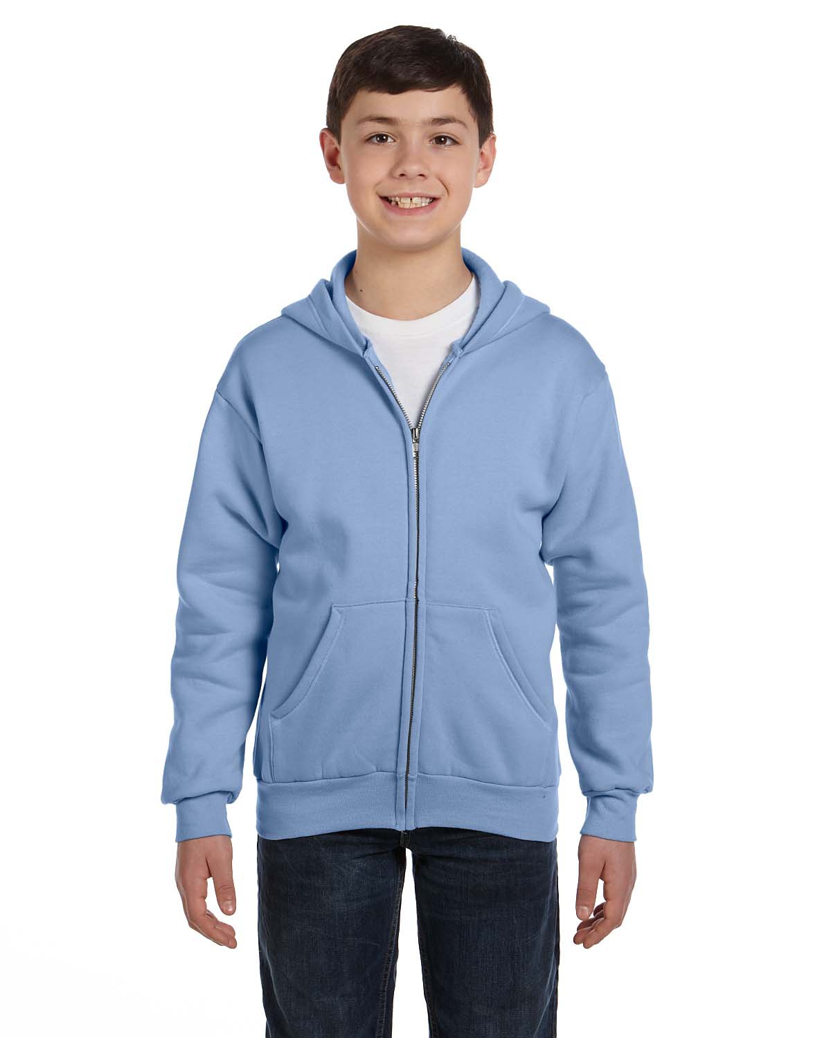 Hanes P480 EcoSmart Youth 7.8 Oz Full-Zip Hooded Sweatshirt