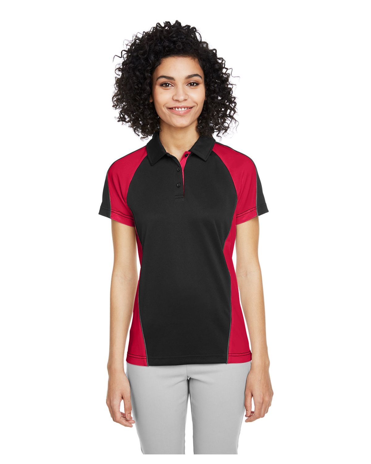 'Harriton M385W Ladies' Advantage Snag Protection Plus IL Colorblock Polo'