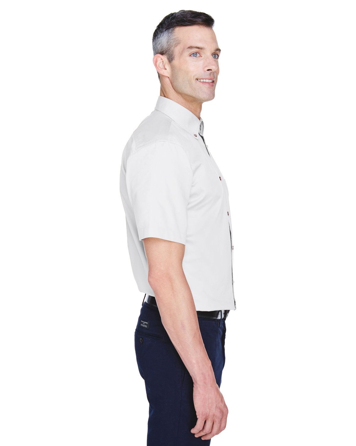 'Harriton M500S Men's Easy Blend Short-Sleeve Twill Shirt with Stain-Release'