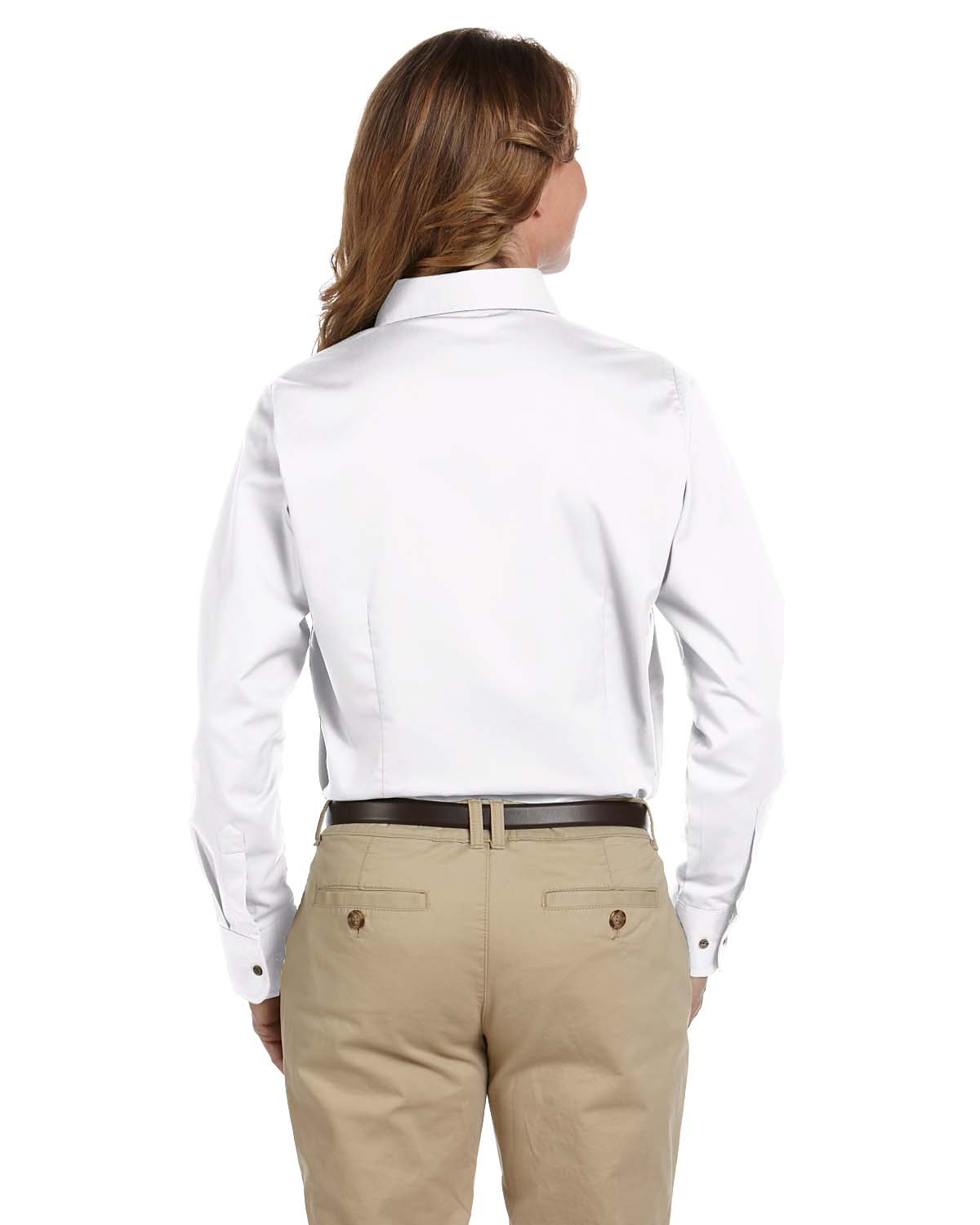 Harriton Ladies Easy Blend Long-Sleeve Twill Shirt, Small, Light