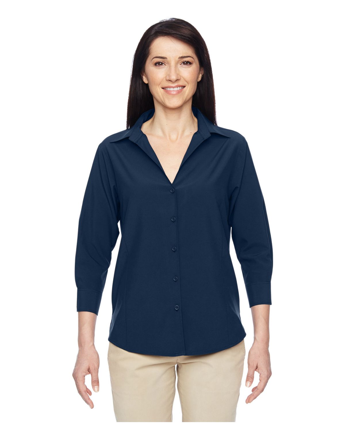 'Harriton M610W Ladies' Paradise Three Quarter Sleeve Performance Shirt'