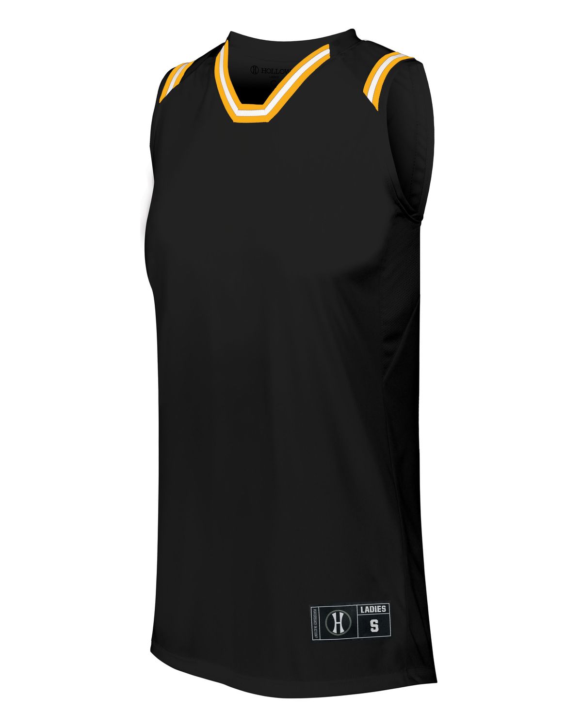 Holloway 224376 - Ladies Retro Basketball Jersey Black/Light Gold/White - XS