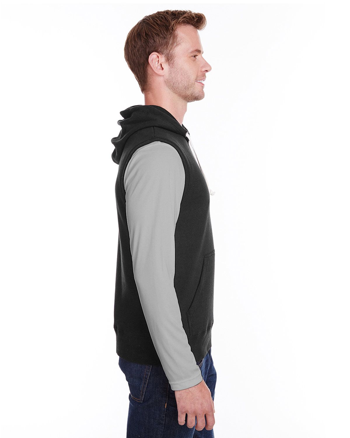 'J America JA8877 Adult Triblend Fleece Sleeveless Hooded Sweatshirt'