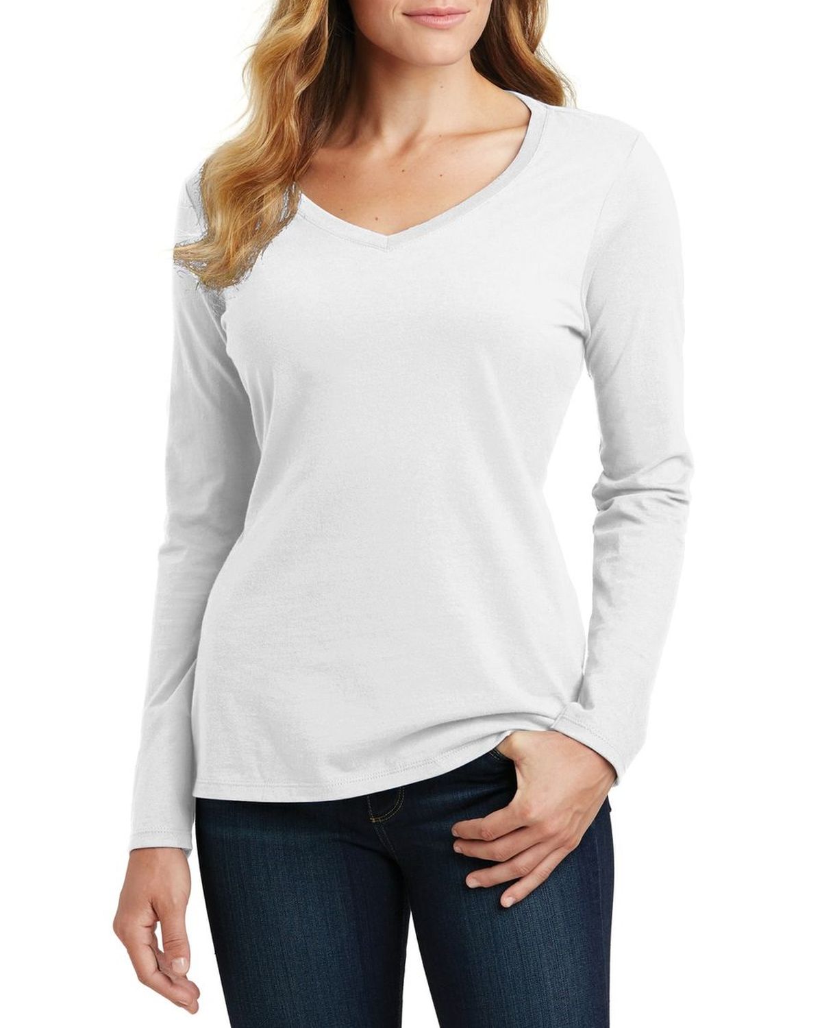 'Just Blanks Port & Company JBLPC450VLS Ladies Long Sleeve Fan Favorite V-Neck Tee'