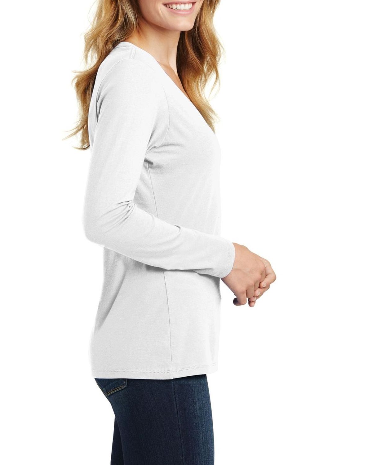 'Just Blanks Port & Company JBLPC450VLS Ladies Long Sleeve Fan Favorite V-Neck Tee'