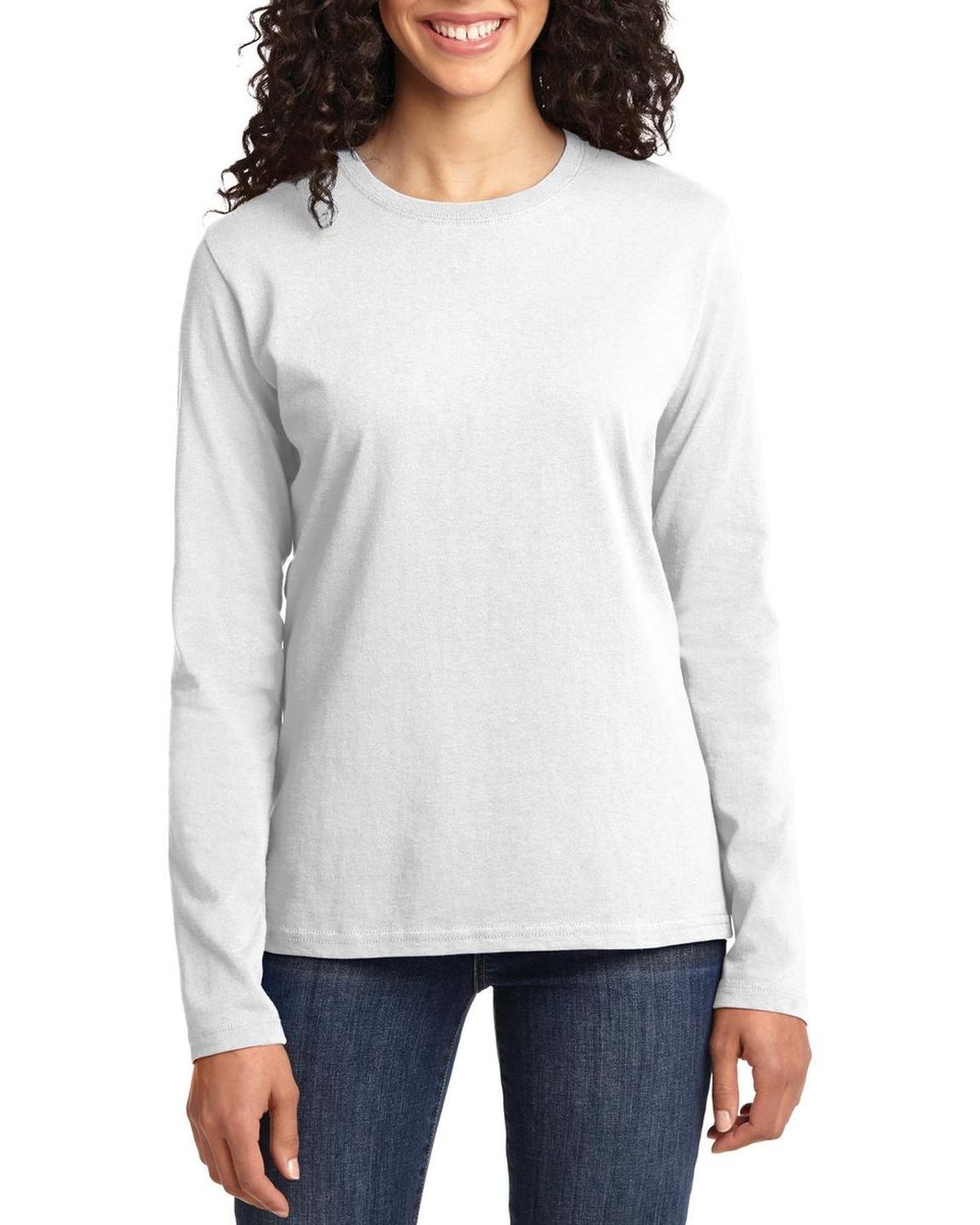 'Just Blanks Port & Company JBLPC54LS Ladies Long Sleeve Core Cotton Tee'