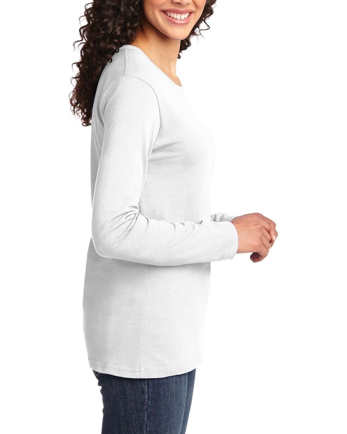 'Just Blanks Port & Company JBLPC54LS Ladies Long Sleeve Core Cotton Tee'