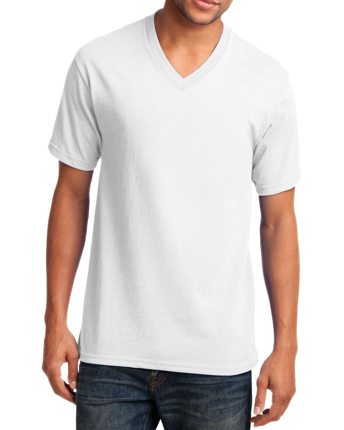 'Just Blanks Port & Company JBPC54V Core Cotton V-Neck Tee'