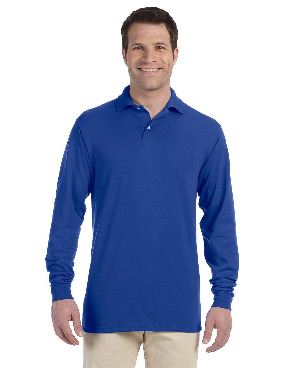 'Jerzees 437ML Men's Adult SpotShield Long Sleeve Jersey Polo Shirt'