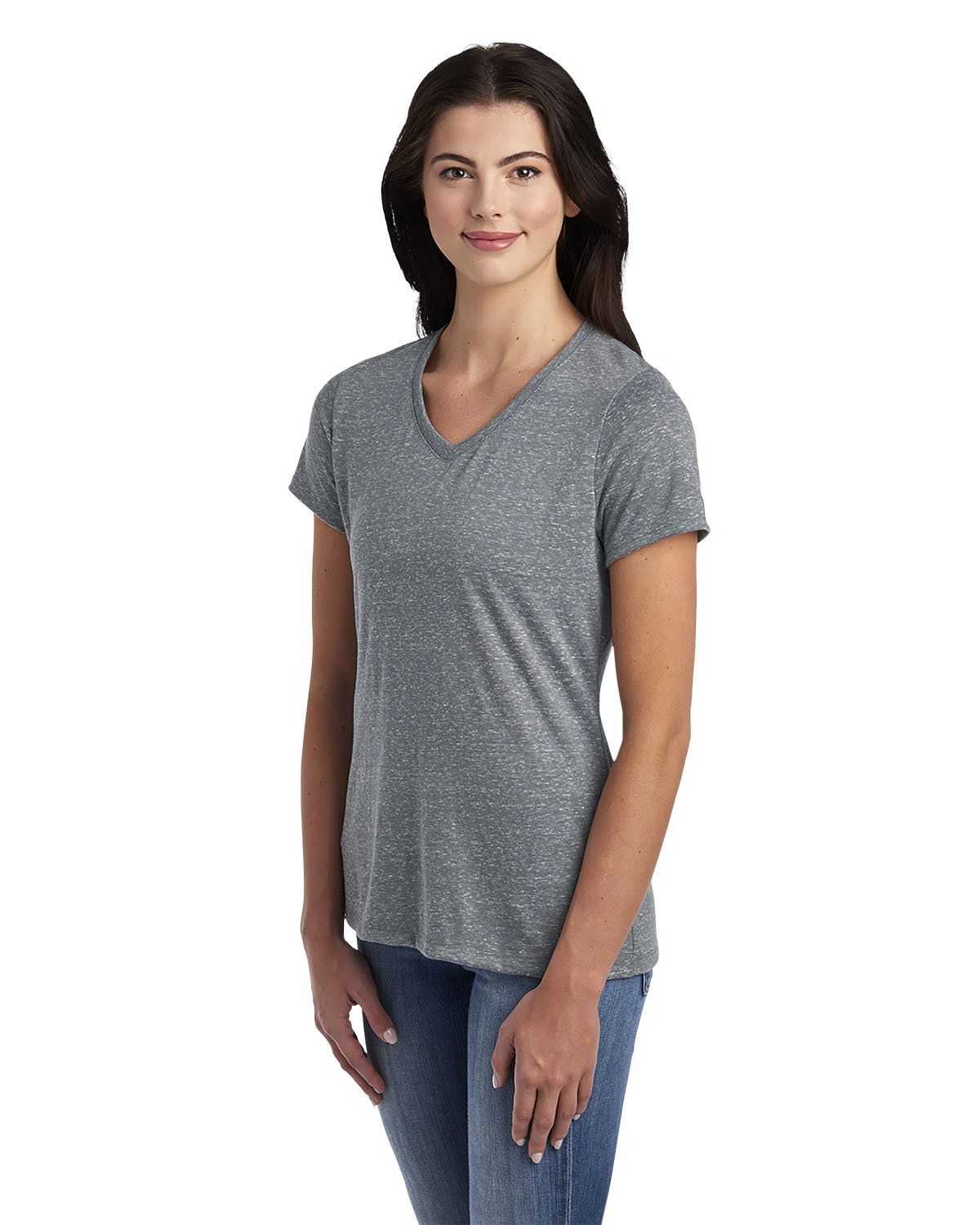 'Jerzees 88WVR Women's Snow Heather Jersey V Neck'
