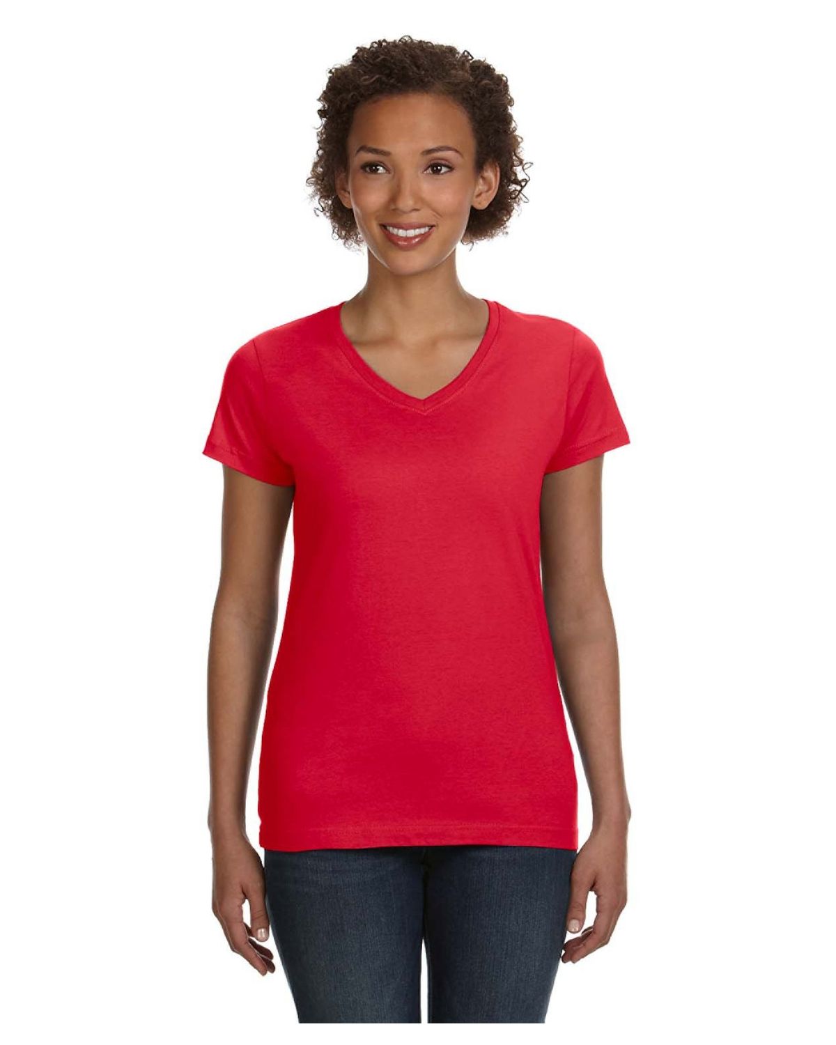 'LAT 3507 Ladies V Neck Fine Jersey Tee'